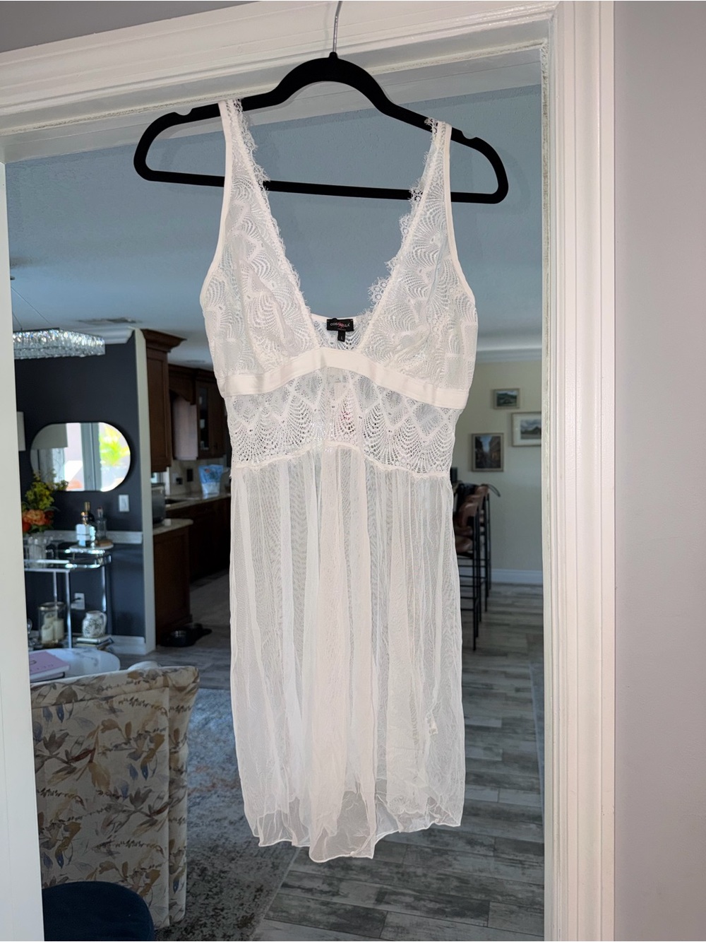 Cosabella White Lace Mesh Chemise Nightdress - Women Intimates